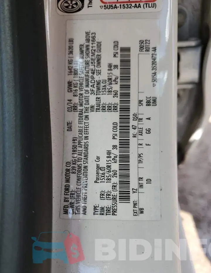 3FADP4EJ5EM211663 Photo# 12