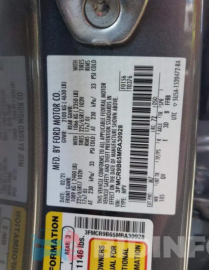 3FMCR9B65MRA30928 Photo# 14