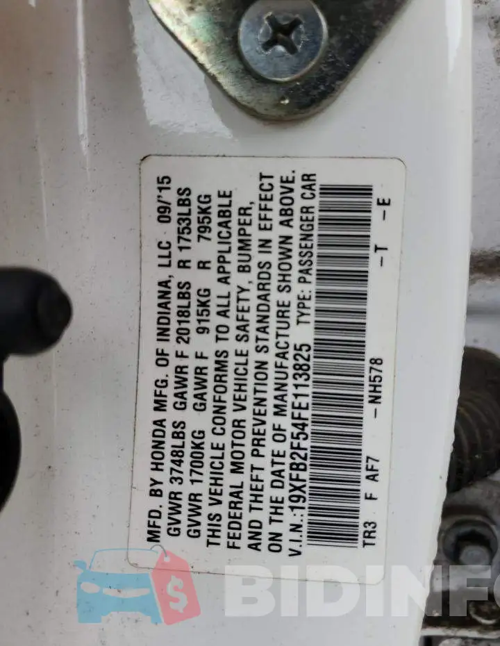 19XFB2F54FE113825 Photo# 12