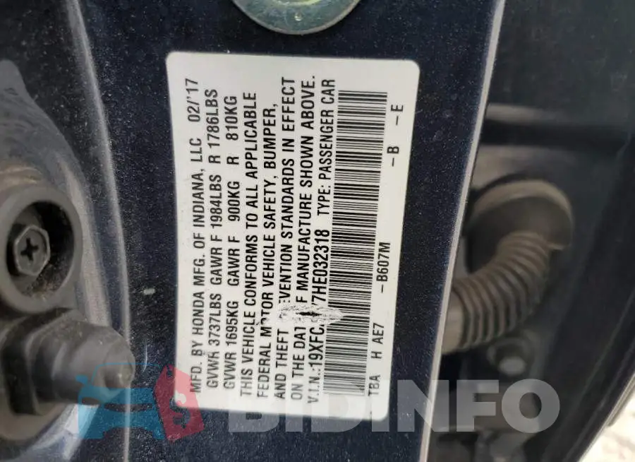 19XFC2F77HE032318 Photo# 12