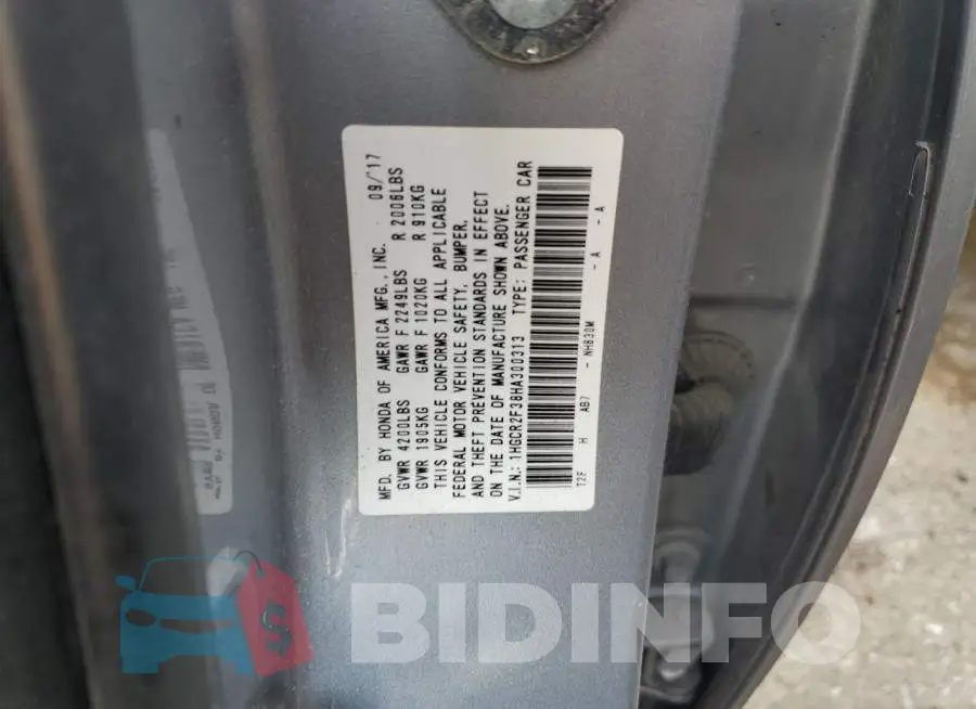 1HGCR2F38HA300313 Photo# 12