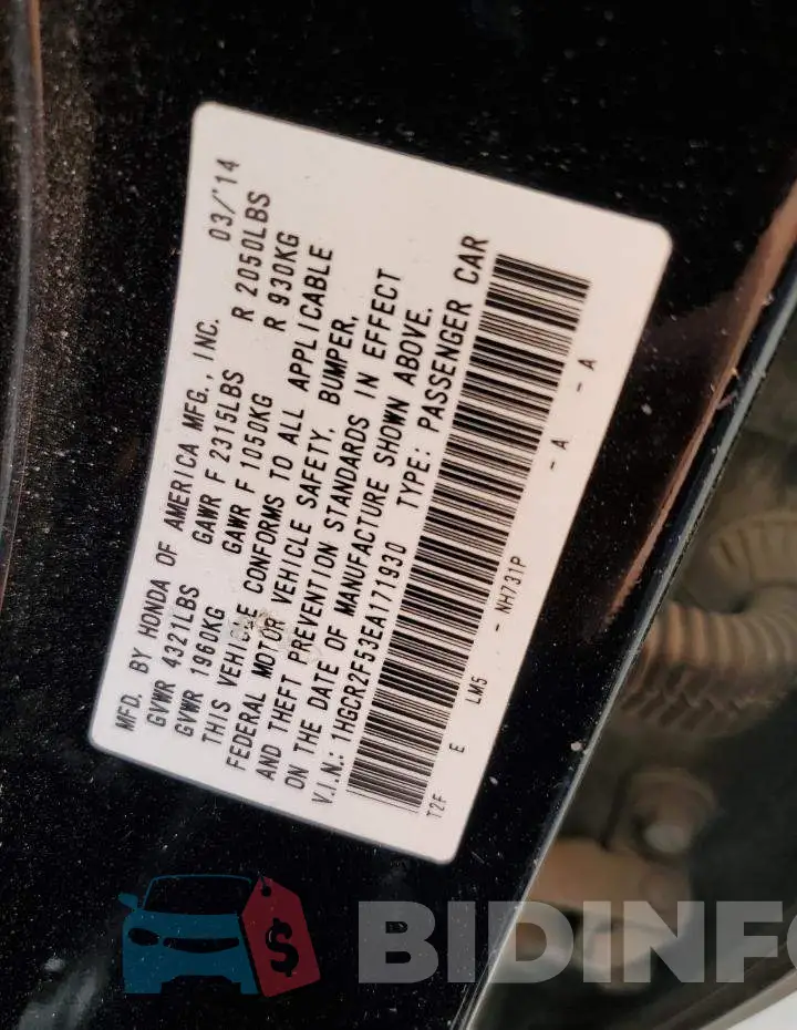 1HGCR2F53EA171930 Photo# 12