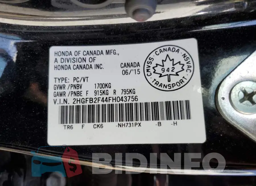 2HGFB2F44FH043756 Photo# 13