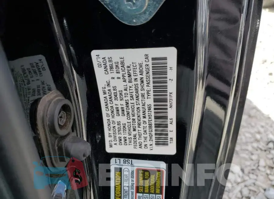 2HGFG3B87EH512465 Photo# 12
