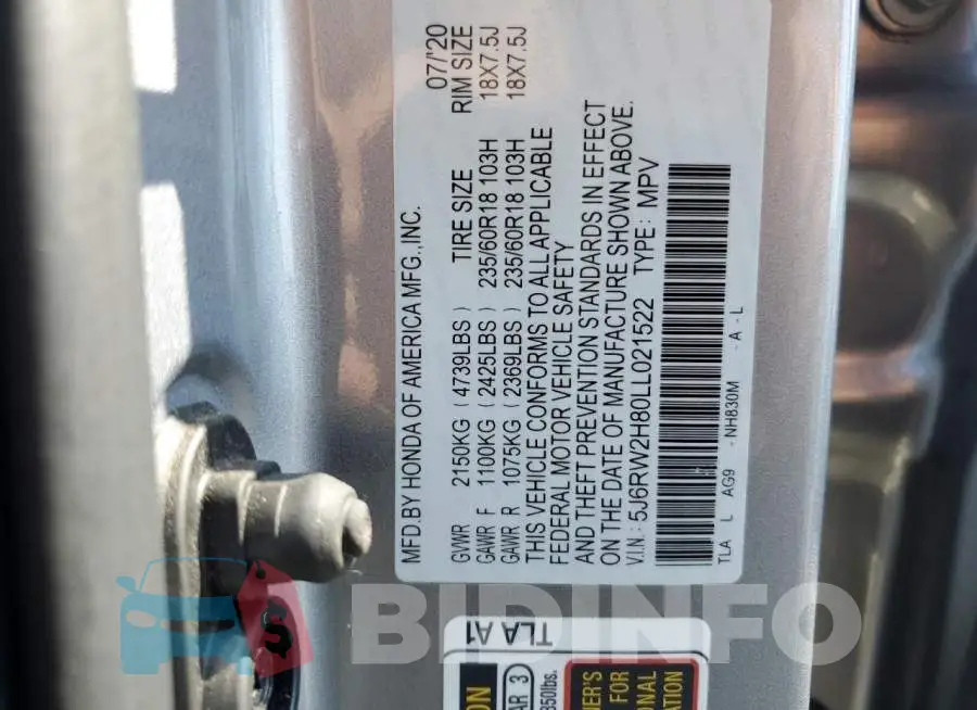 5J6RW2H80LL021522 Photo# 13