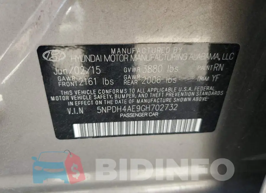 5NPDH4AE9GH702732 Photo# 12