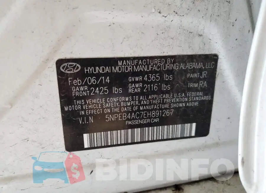 5NPEB4AC7EH891267 Photo# 12