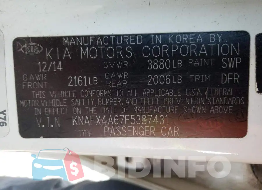 KNAFX4A67F5387431 Photo# 12