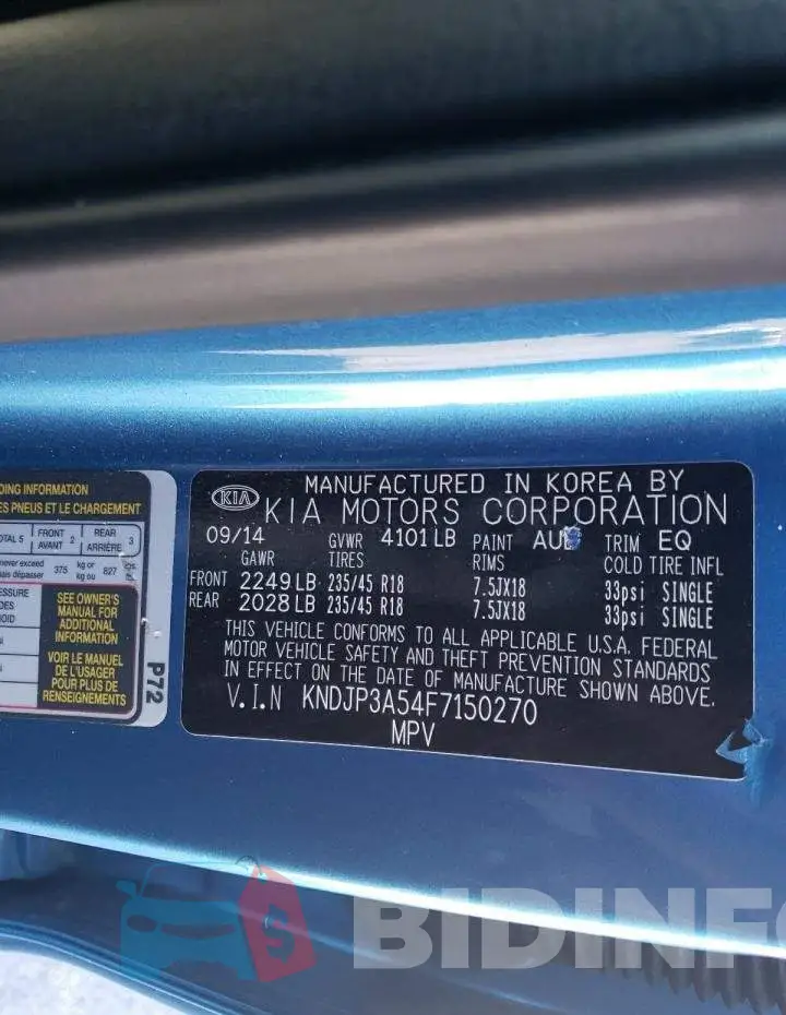 KNDJP3A54F7150270 Photo# 12