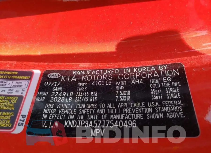 KNDJP3A57J7540496 Photo# 12