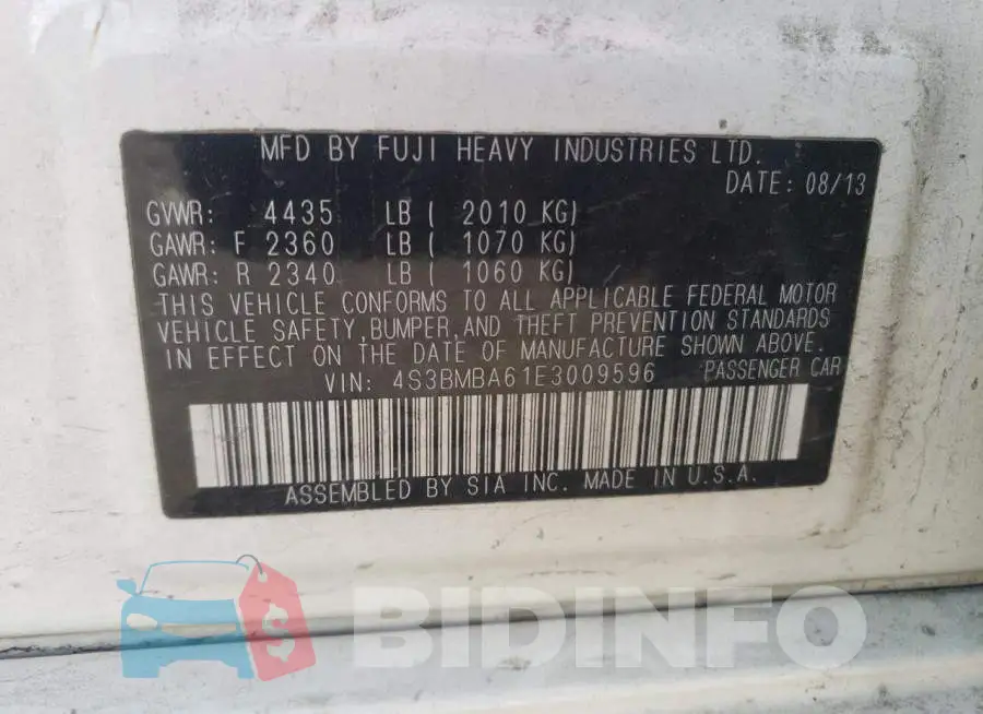 4S3BMBA61E3009596 Photo# 12