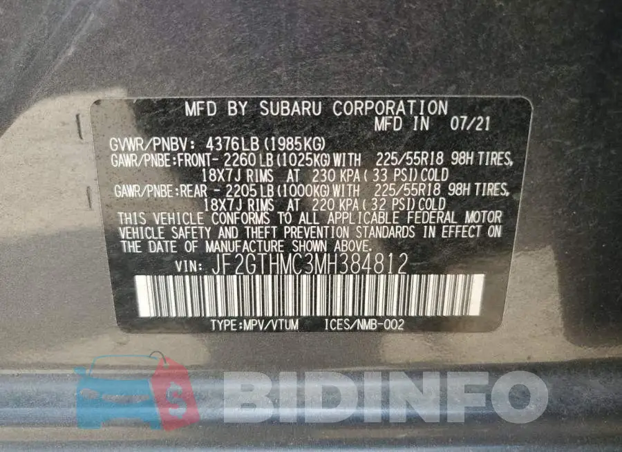 JF2GTHMC3MH384812 Photo# 13