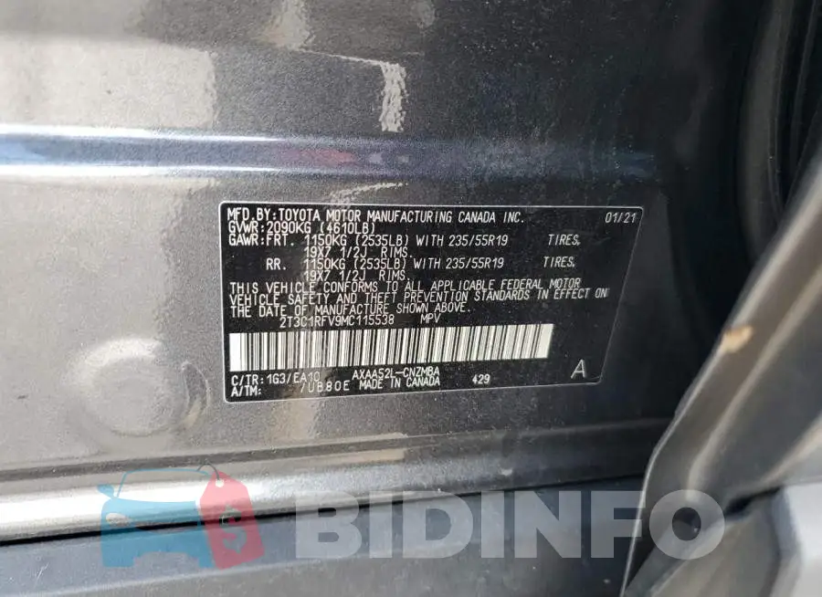 2T3C1RFV9MC115538 Photo# 12