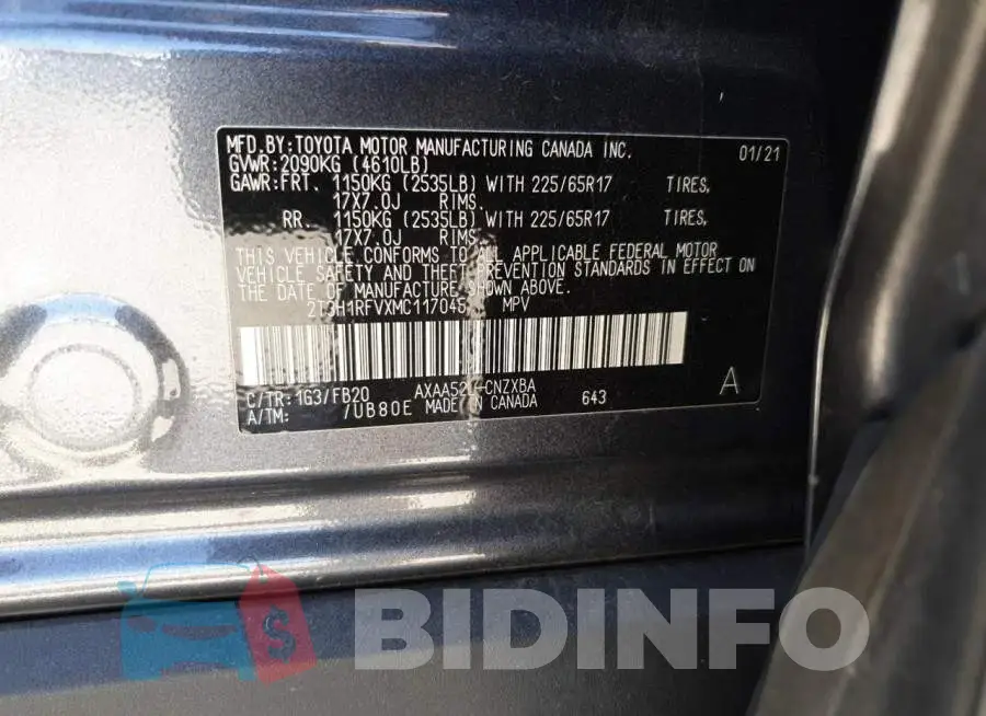 2T3H1RFVXMC117045 Photo# 12