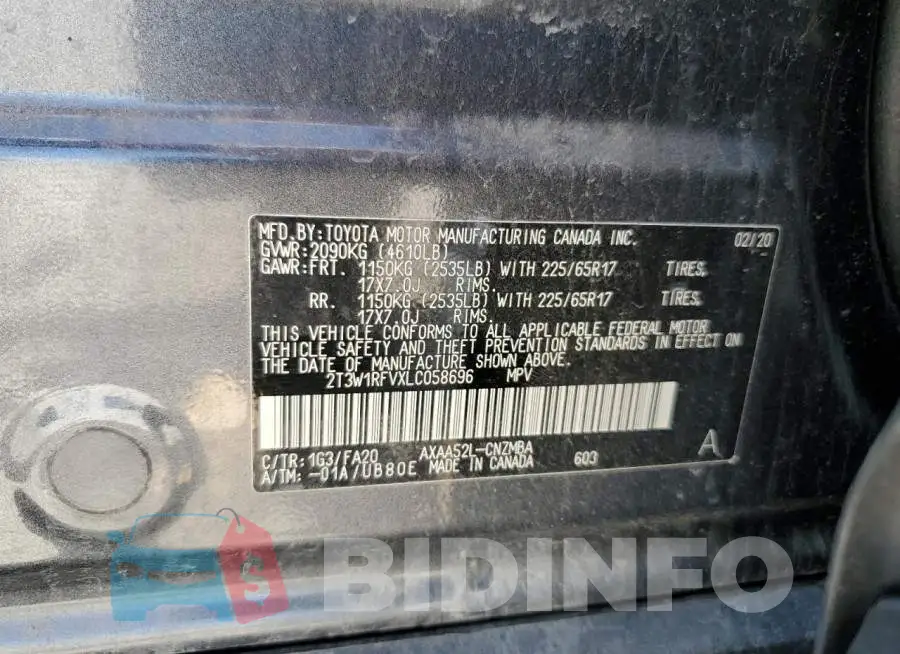 2T3W1RFVXLC058696 Photo# 13