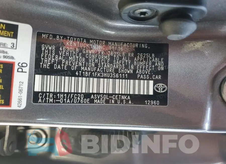 4T1BF1FK3HU356111 Photo# 13