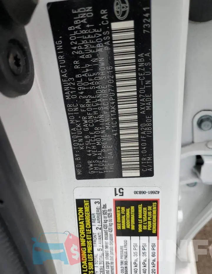 4T1C11AK4PU770216 Photo# 13