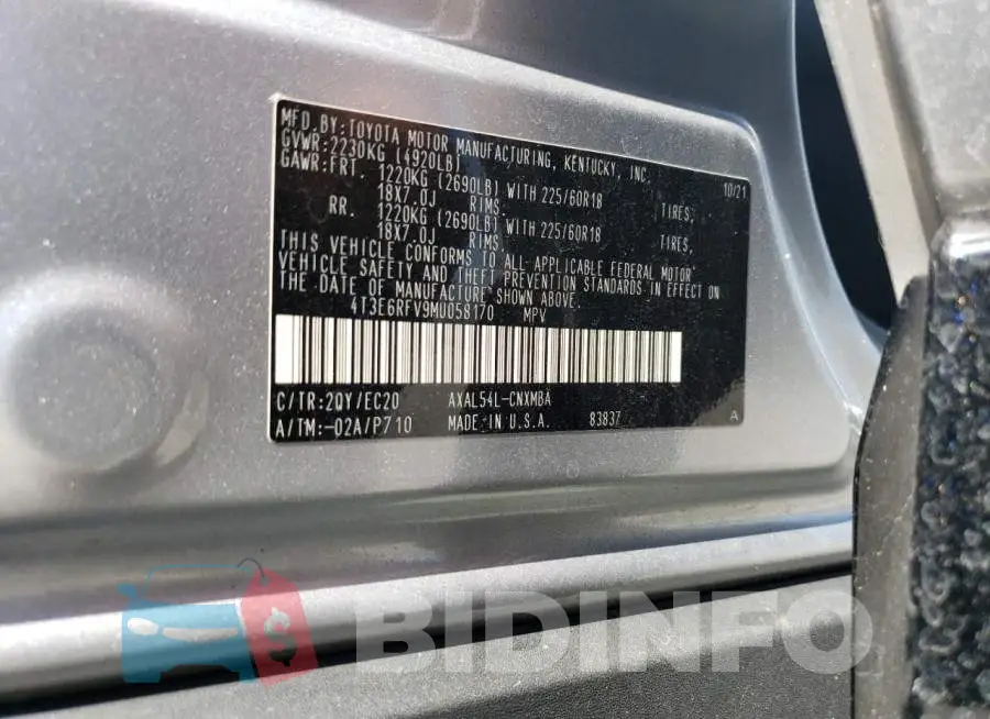 4T3E6RFV9MU058170 Photo# 13