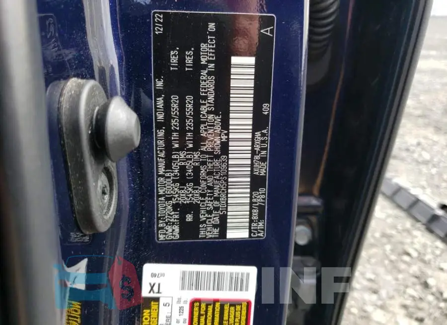 5TDXBRCH5PS109639 Photo# 13