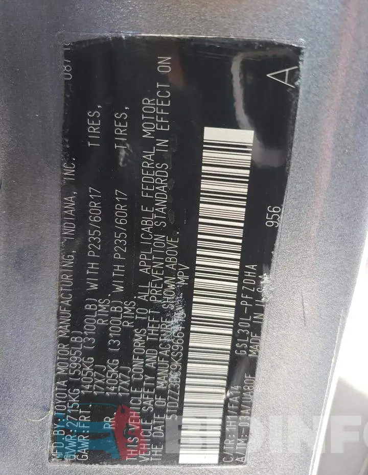5TDZZ3DC9KS966415 Photo# 13