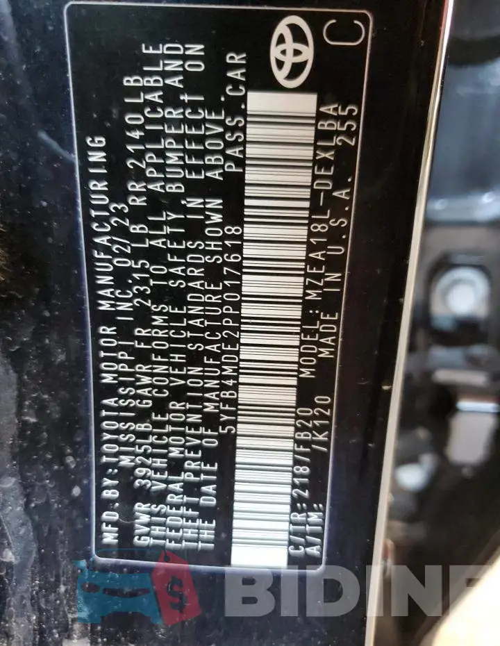 5YFB4MDE2PP017618 Photo# 13
