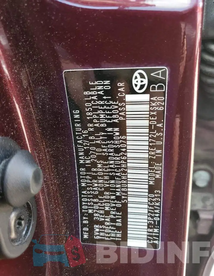 5YFBURHE2HP624076 Photo# 13