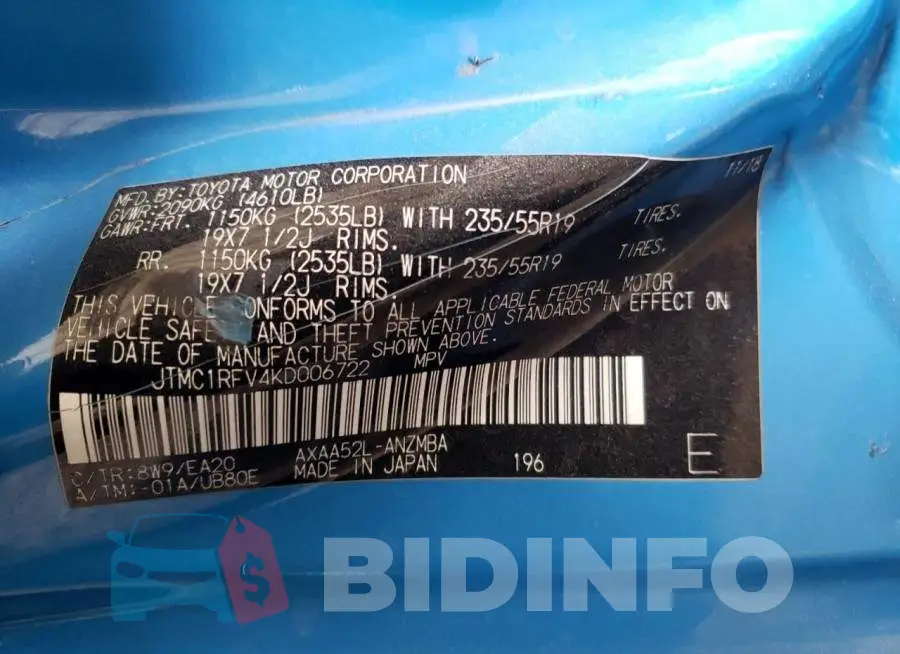 JTMC1RFV4KD006722 Photo# 12