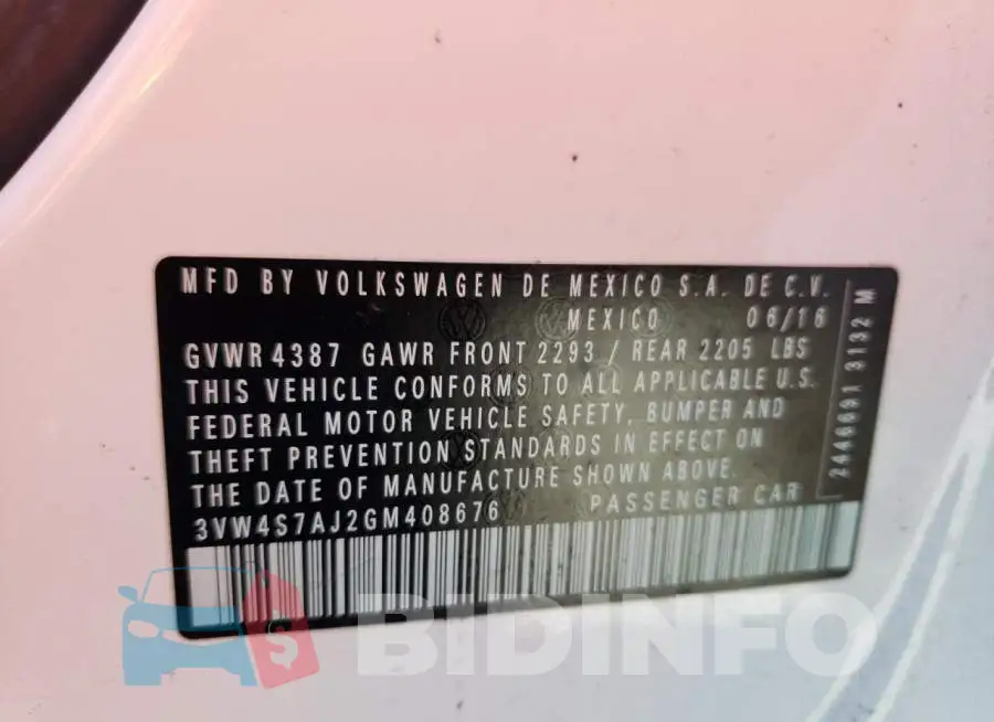 3VW4S7AJ2GM408676 Photo# 12