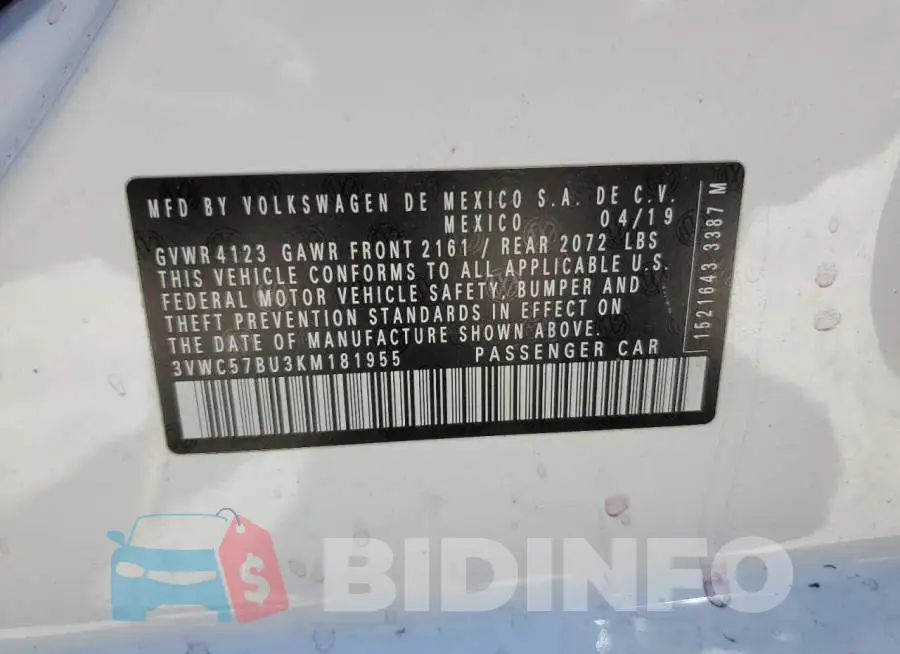 3VWC57BU3KM181955 Photo# 12