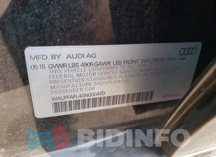 WAUFFAFL4GN000450 Photo# 12