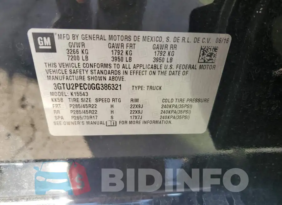 3GTU2PEC0GG386321 Photo# 13