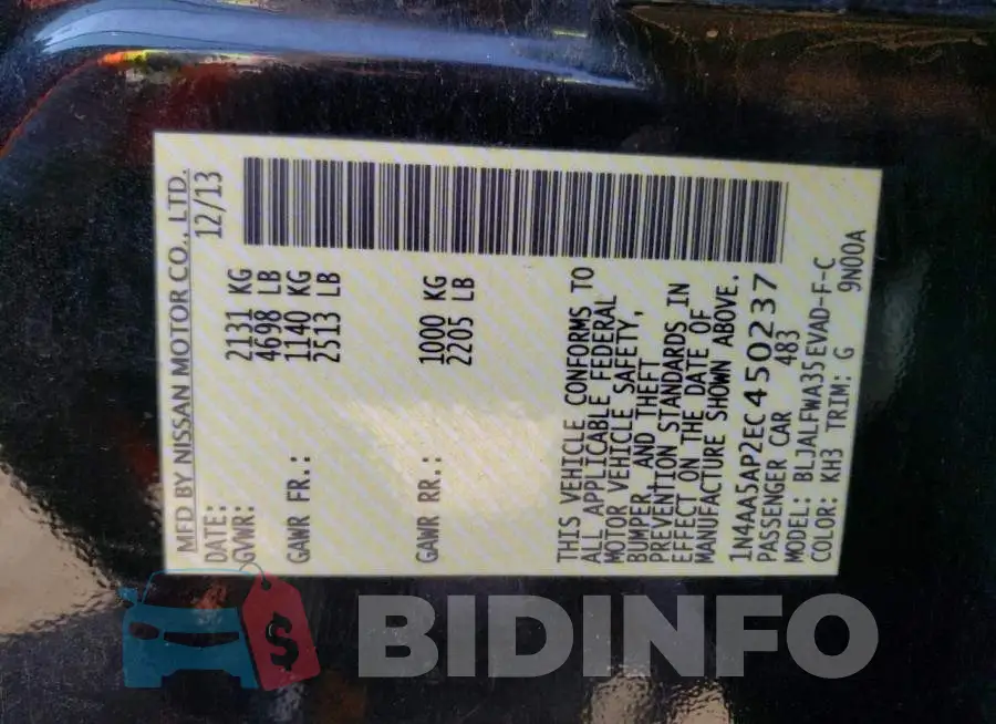 1N4AA5AP2EC450237 Photo# 12