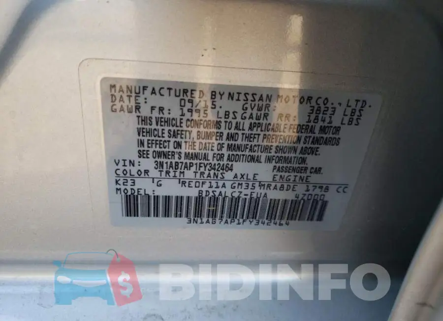 3N1AB7AP1FY342464 Photo# 12