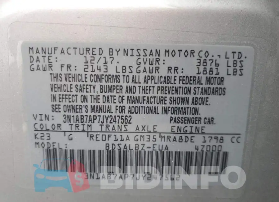 3N1AB7AP7JY247562 Photo# 13