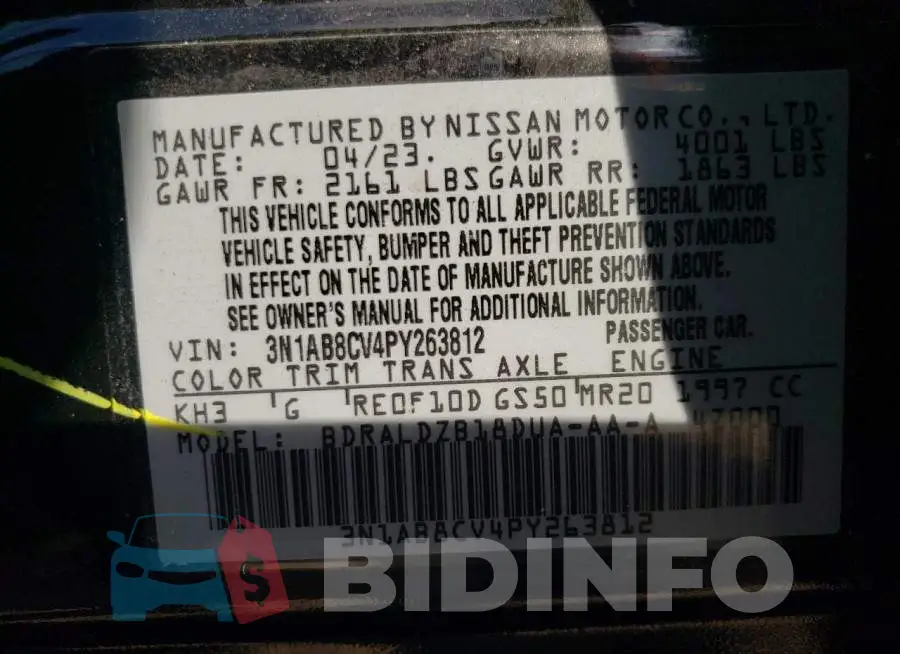 3N1AB8CV4PY263812 Photo# 12