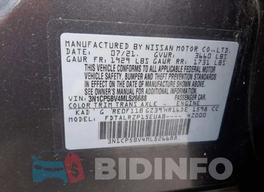 3N1CP5BV4ML526688 Photo# 13