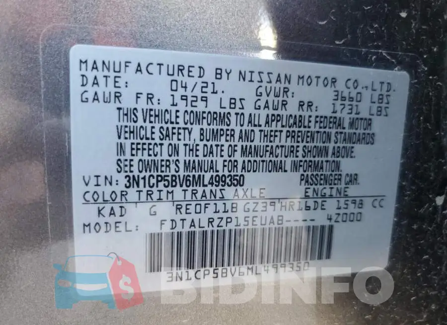 3N1CP5BV6ML499350 Photo# 14