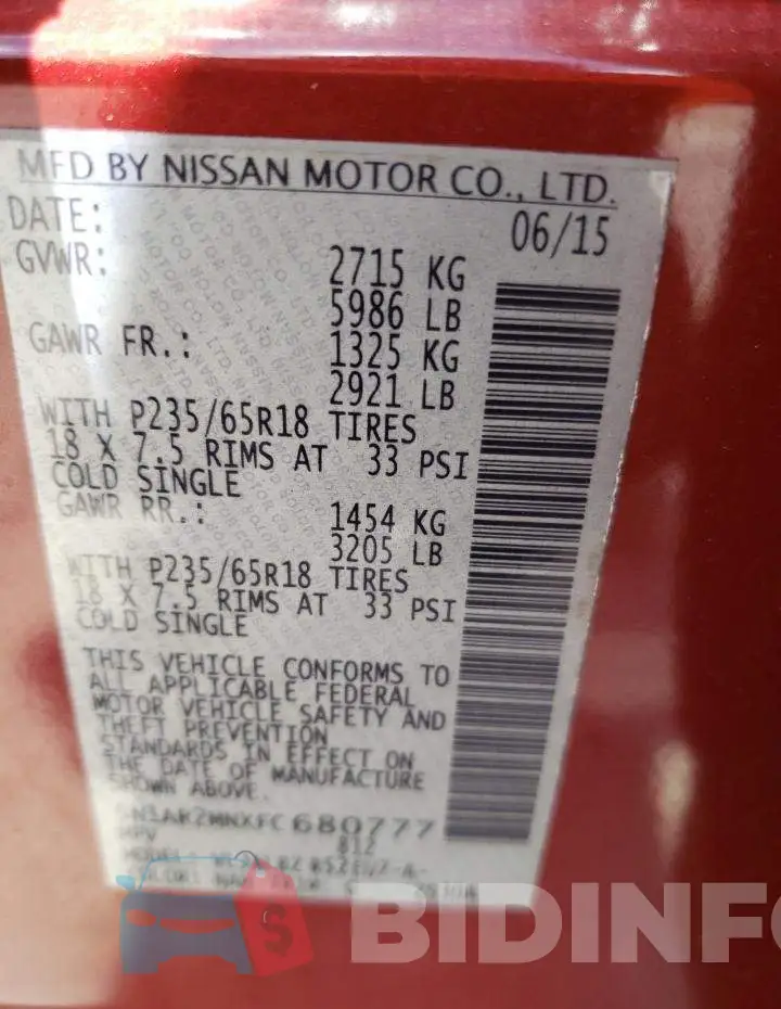 5N1AR2MNXFC680777 Photo# 13