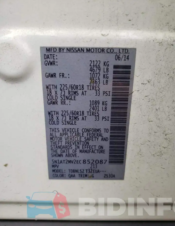 5N1AT2MV2EC852087 Photo# 13