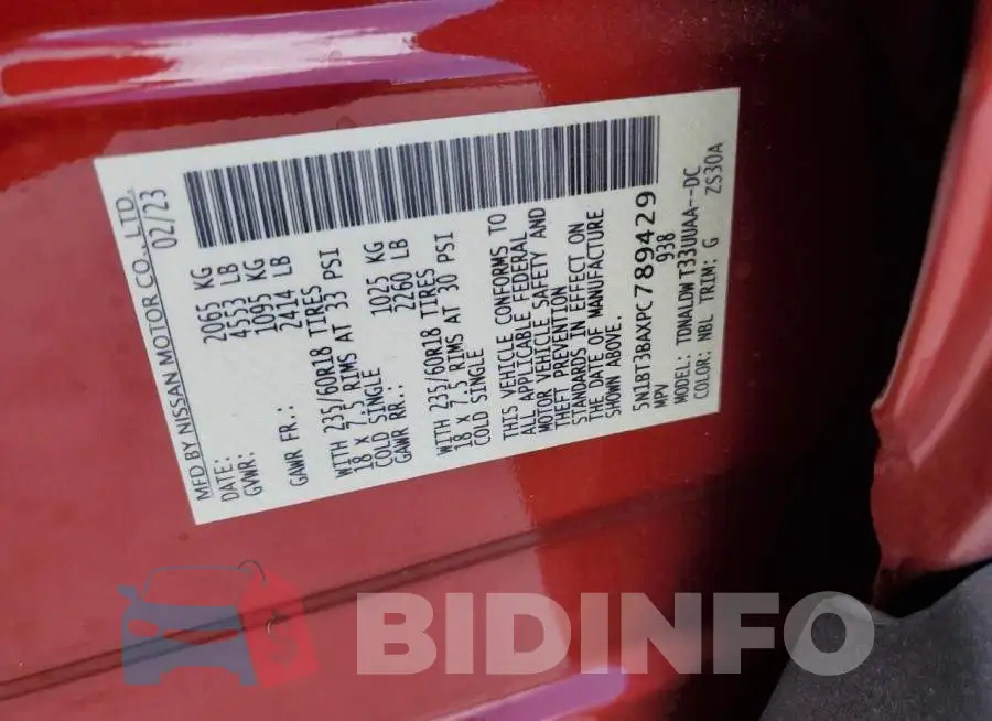 5N1BT3BAXPC789429 Photo# 13