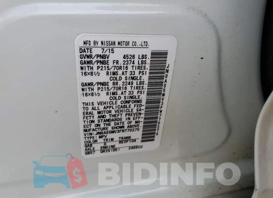 JN8AS5MV3FW770270 Photo# 13