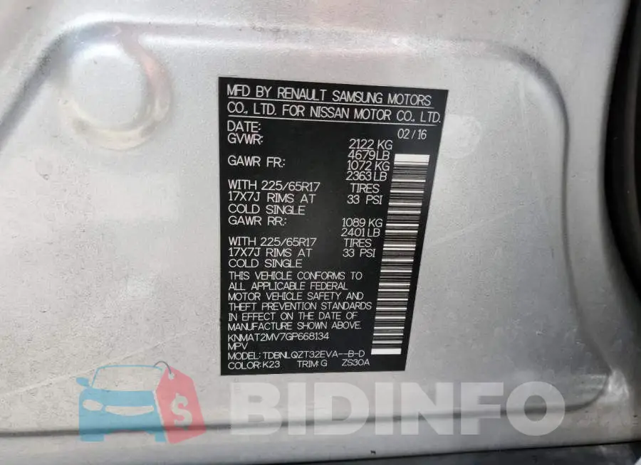 KNMAT2MV7GP668134 Photo# 13
