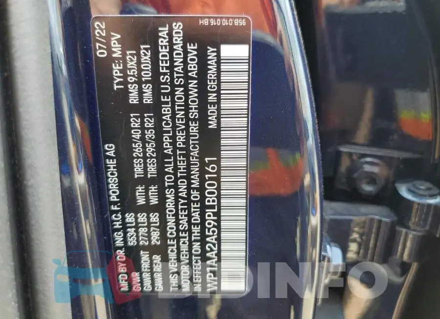 WP1AA2A59PLB00161 Photo# 13