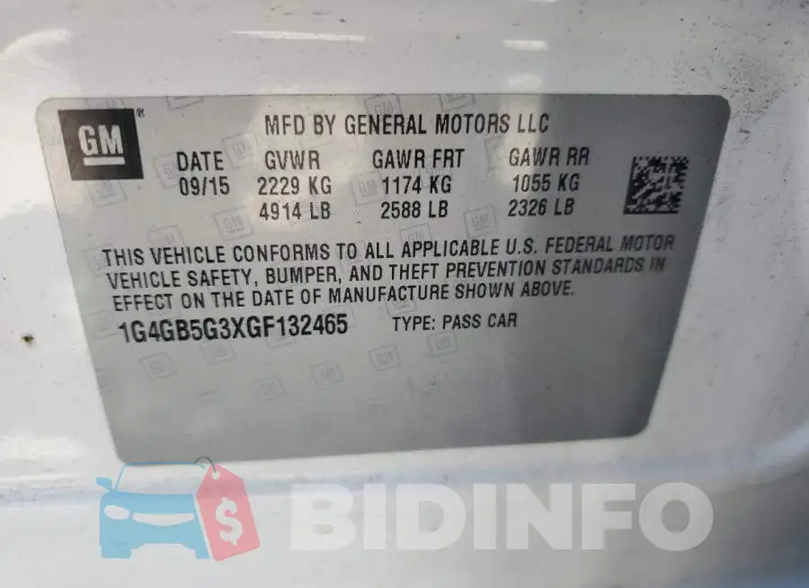 1G4GB5G3XGF132465 Photo# 12