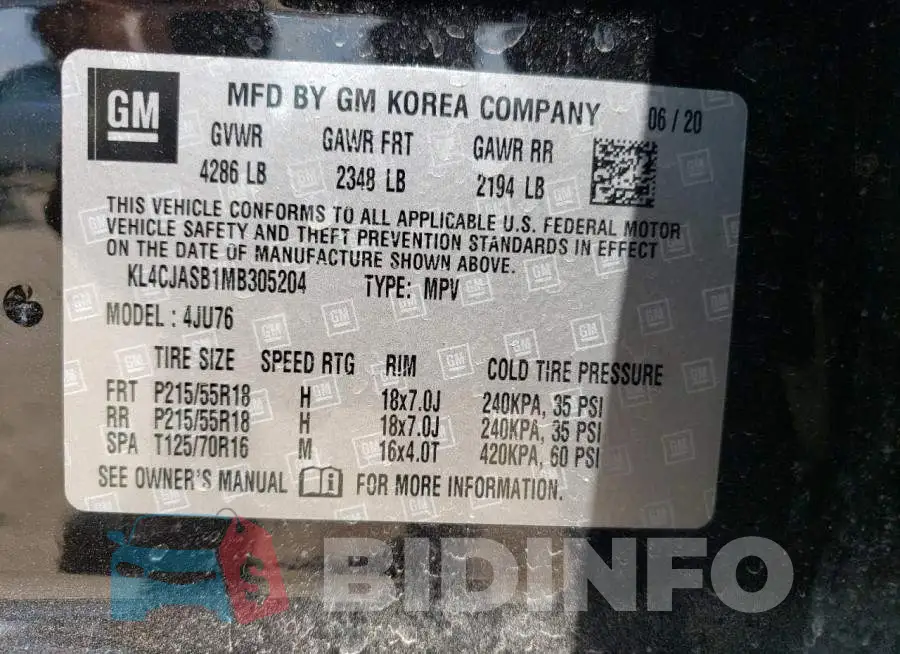 KL4CJASB1MB305204 Photo# 14