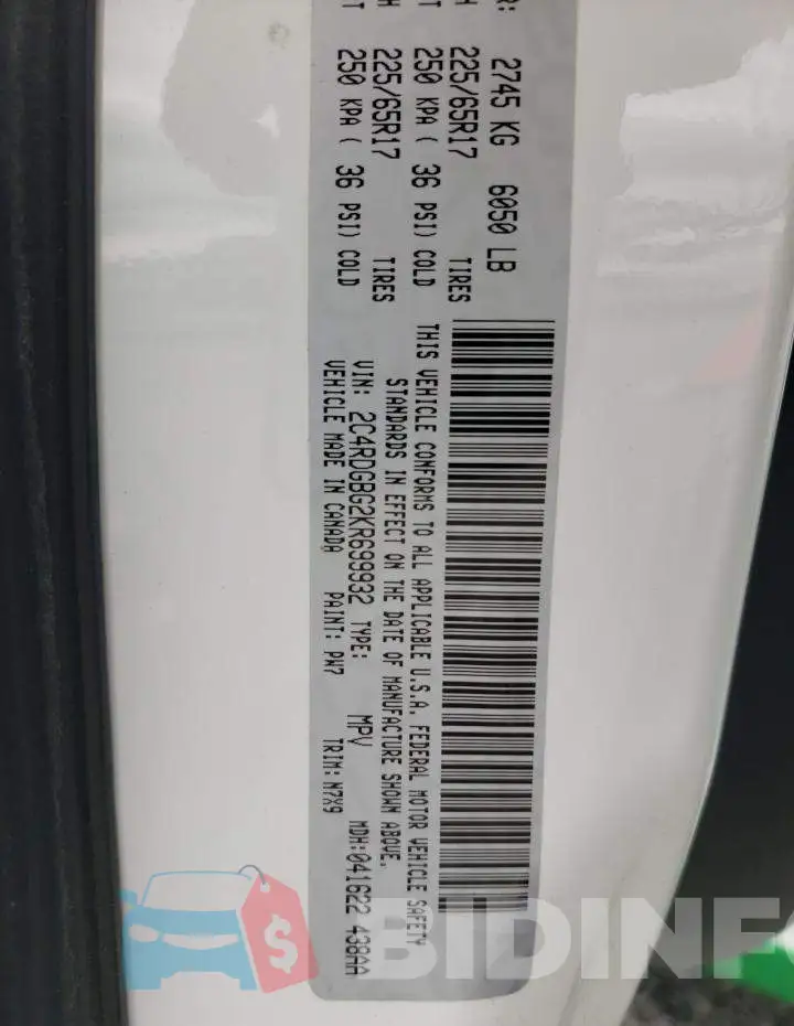 2C4RDGBG2KR699932 Photo# 13