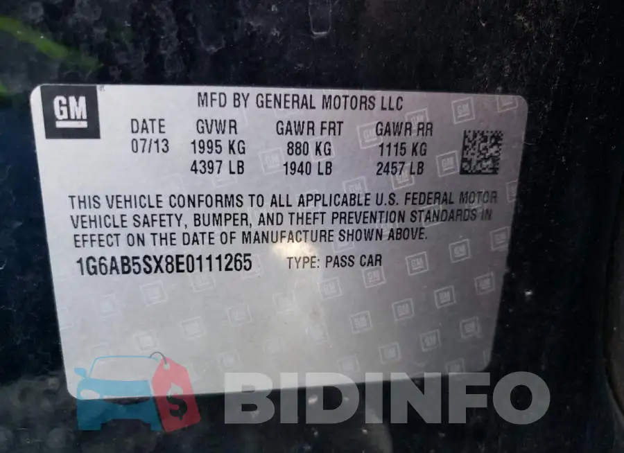 1G6AB5SX8E0111265 Photo# 12