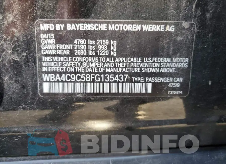 WBA4C9C58FG135437 Photo# 12