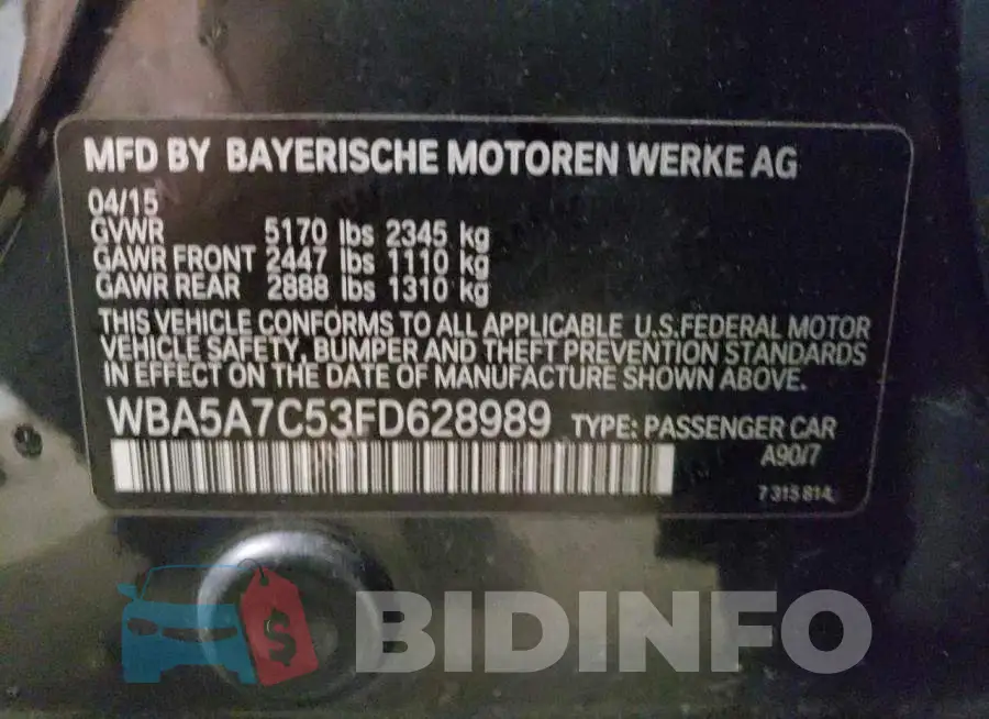 WBA5A7C53FD628989 Photo# 12