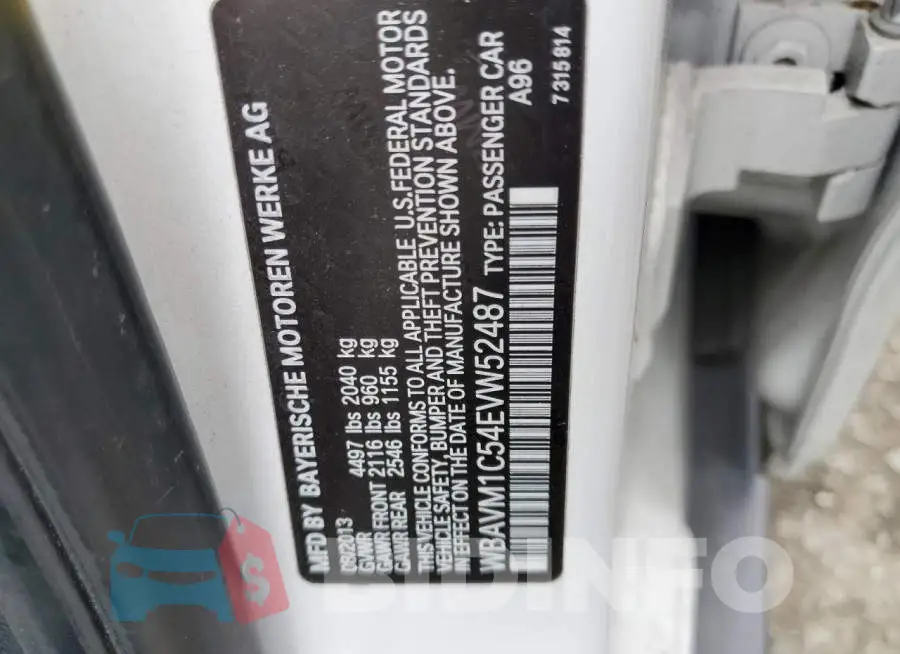 WBAVM1C54EVW52487 Photo# 12